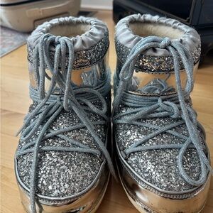 Chiara Ferragni Silver Glitter Moon boots